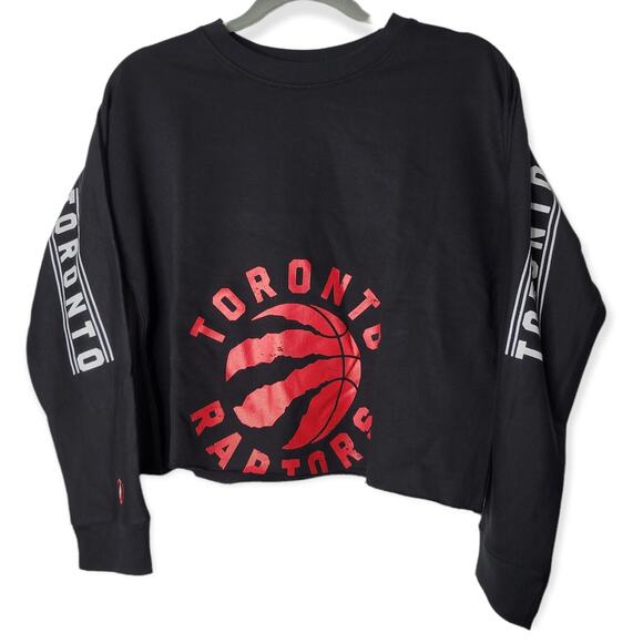 Toronto Raptors FISLL Canada Cropped Long Sleeve Black Sweatshirt Women's Sz M - Picture 1 of 8